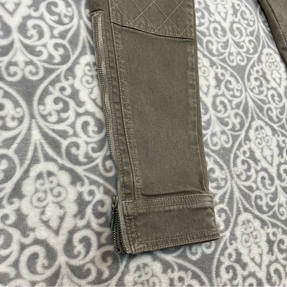 7 for all mankind Jeans Women 26 Green Skinny Double Knee Ankle Zip Denim Biker - Picture 8 of 10